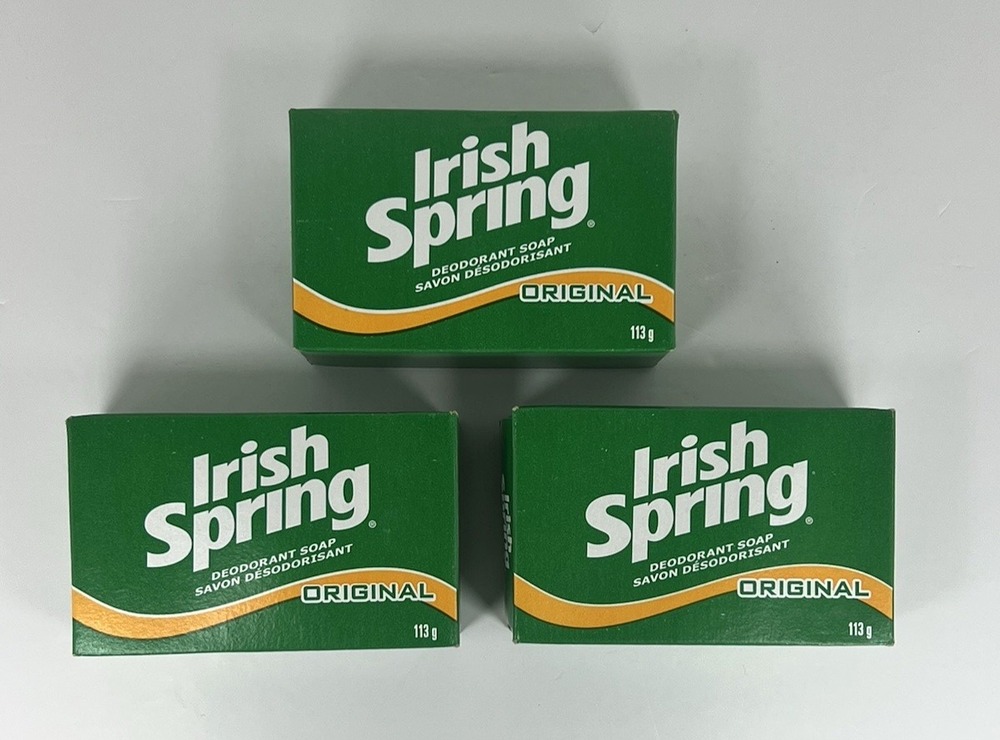 Irish Spring Original Deodorant Soap 3 x 113g(4oz) Old Version No Flaxseed Oil